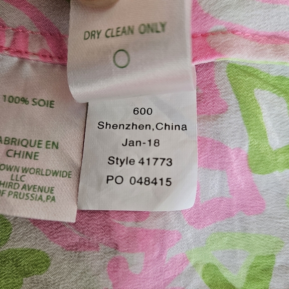 Lilly Pulitzer Elsa Silk Top Home Slice Pink Pineapple XS - Picture 14 of 15